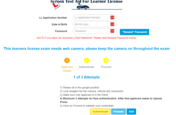 Sarathi LL Test Without Face Authentication / Verification